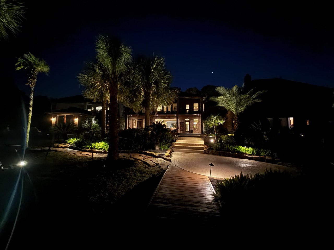 Landscape and pathway lighting wired by VCG Electrical in Houston